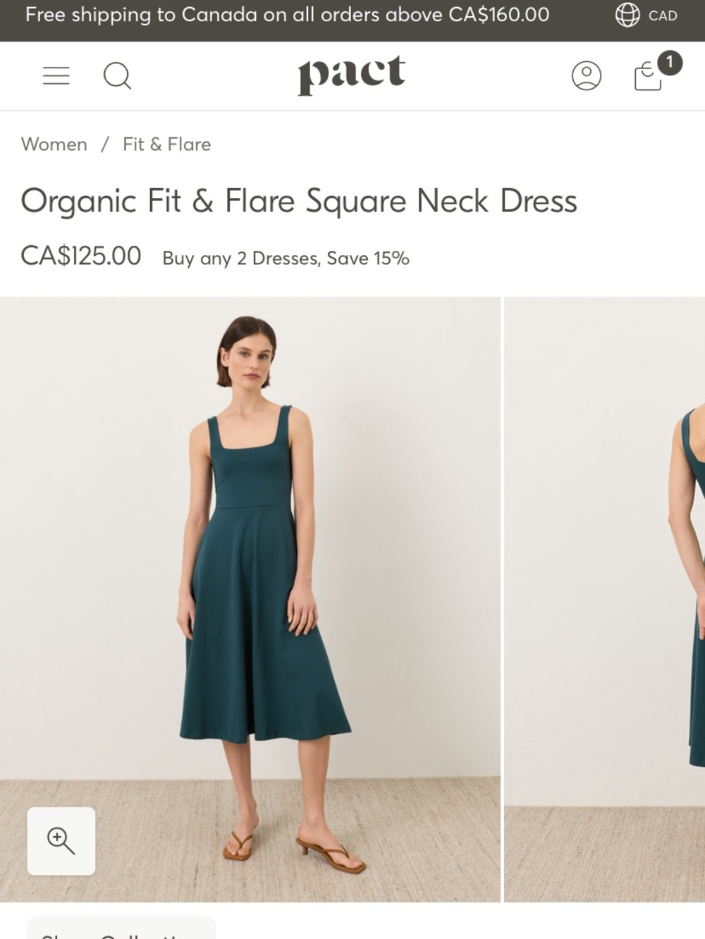 Pact Square-Neck Midi Fit & Flare Dress - worn once!